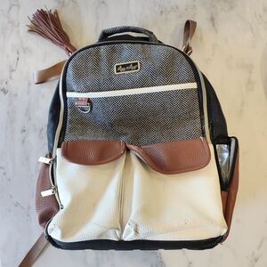 Itzy Ritzy Herringbone Diaper Bag Backpack - Black, Brown, and White